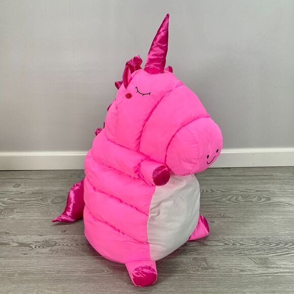 Puffer Pals Pillow Pink Unicorn 18in Soft Squish Plush Stuffed Animal Toy - Picture 1 of 12